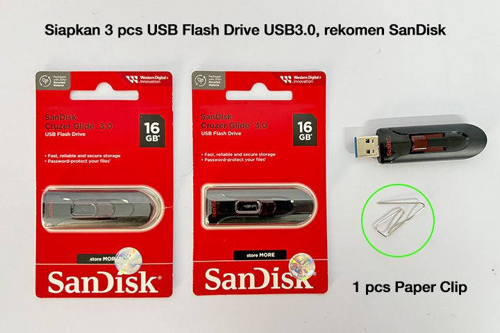 3 pcs USB 3.0 Flash Drive & 1 pcs Paper Clip